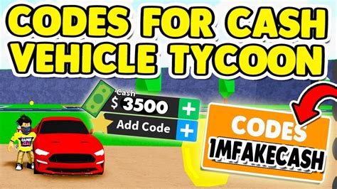 code vehicle tycoon|Roblox 